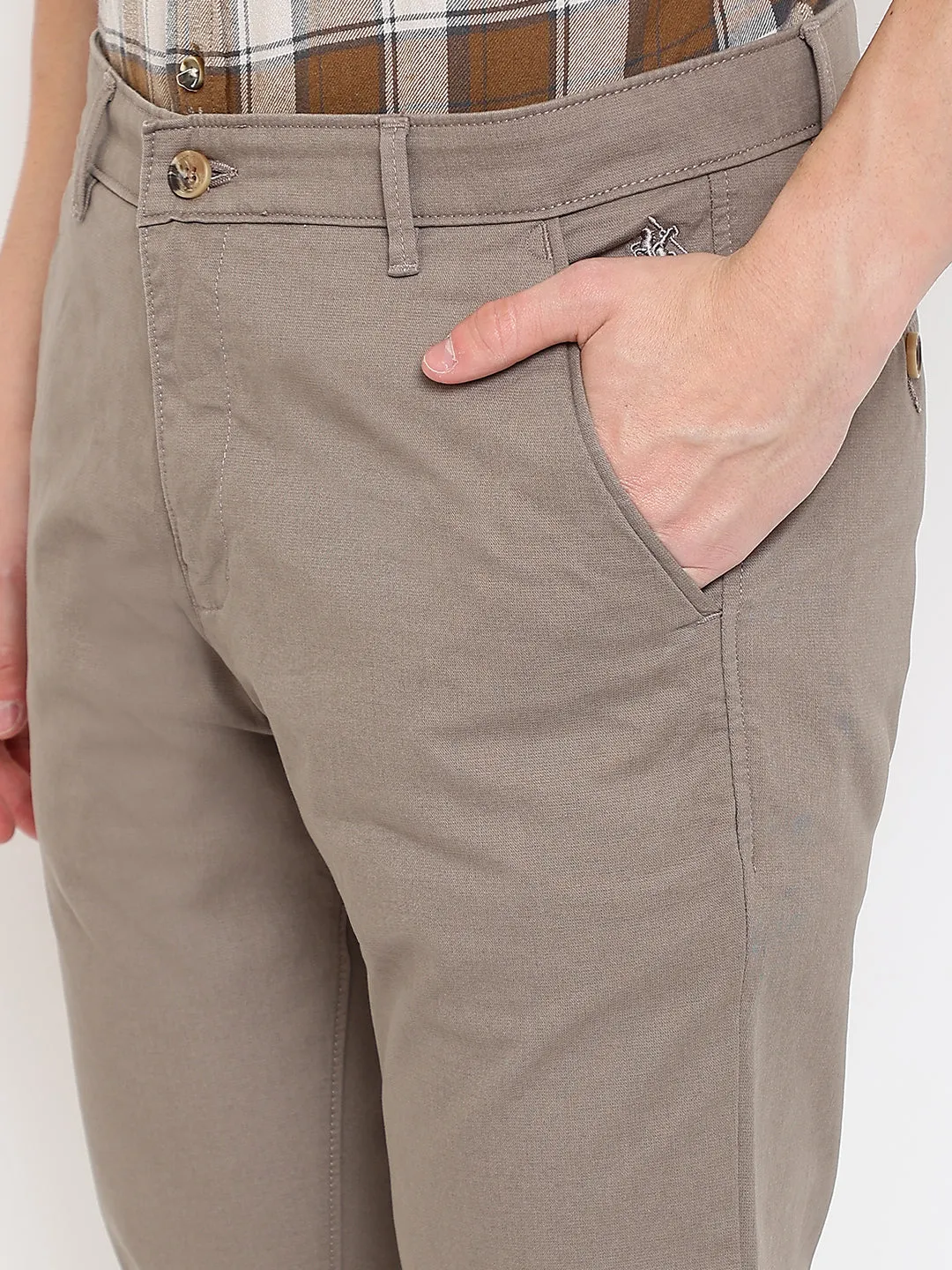 Men's Casual Flat front Light Khaki  Trousers