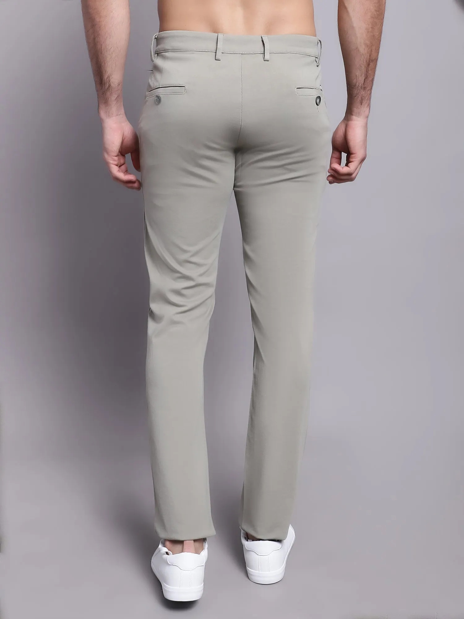 Men's Casual Flat front Light Olive Green Trousers