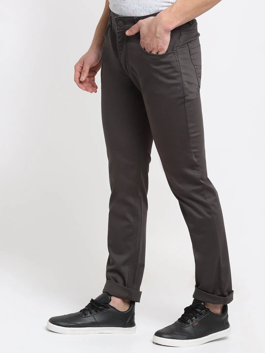 Men's Casual Flat front Military Green  Trousers