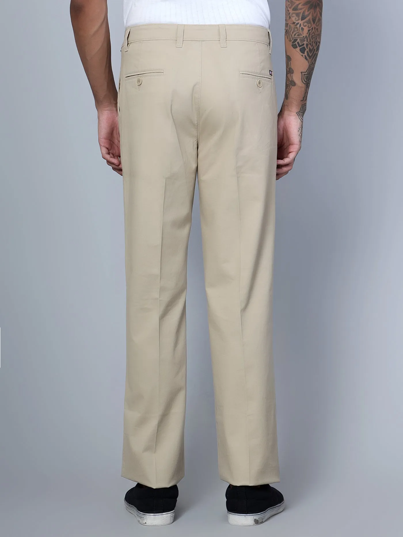 Men's Casual Pleated front Fawn  Trousers