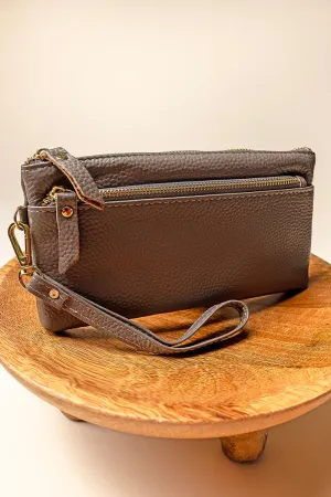 NGIL Gray Genuine Leather Renae Wristlet