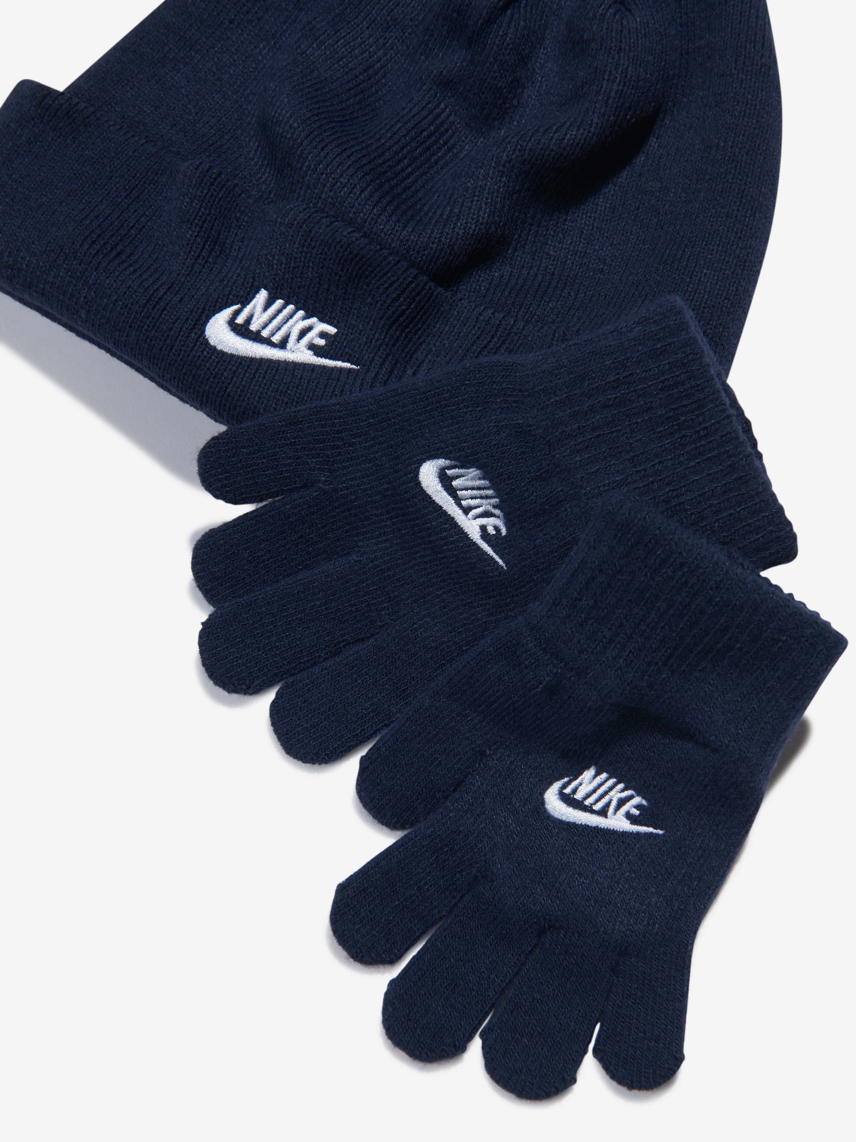 Nike Boys Futura Beanie Hat And Gloves Set in Navy