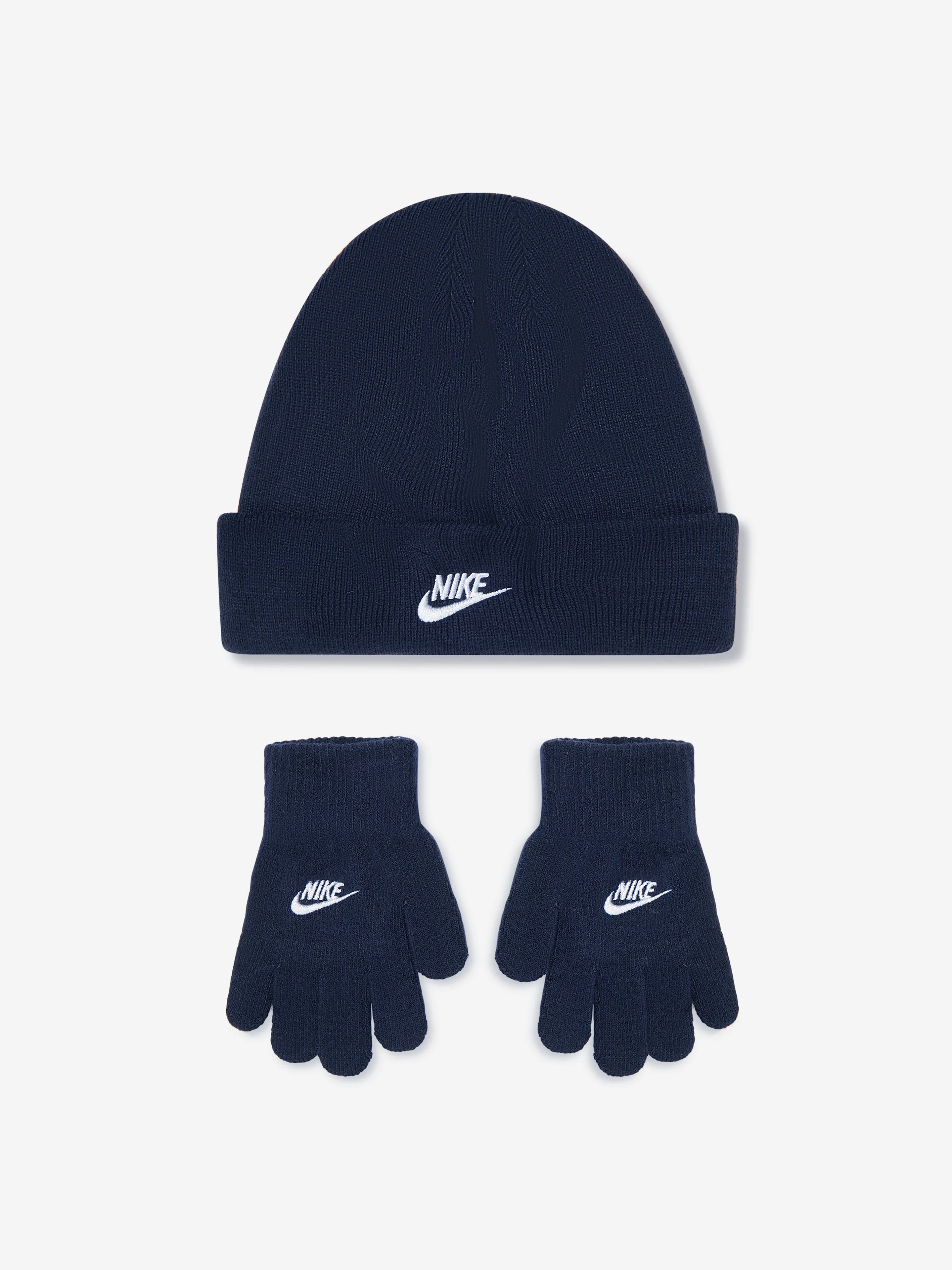 Nike Boys Futura Beanie Hat And Gloves Set in Navy