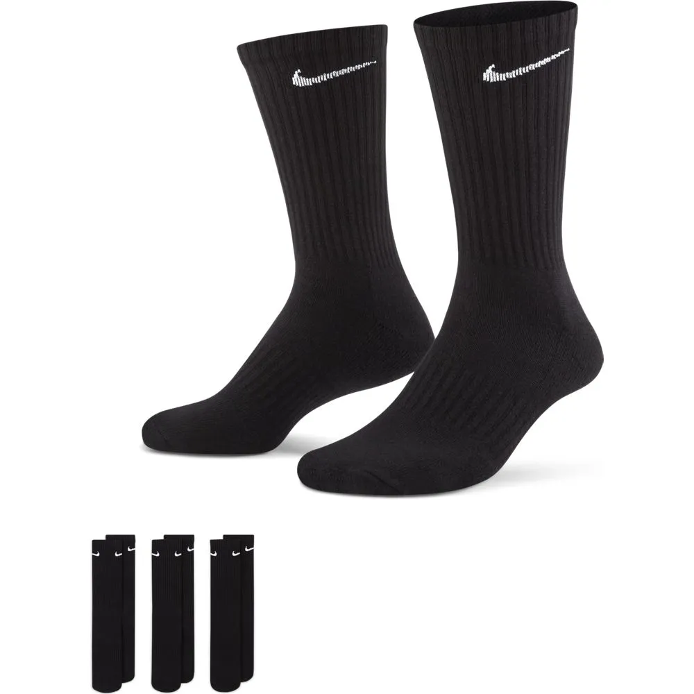 Nike Everyday Cushioned Crew Socks 3 Pack Black / White