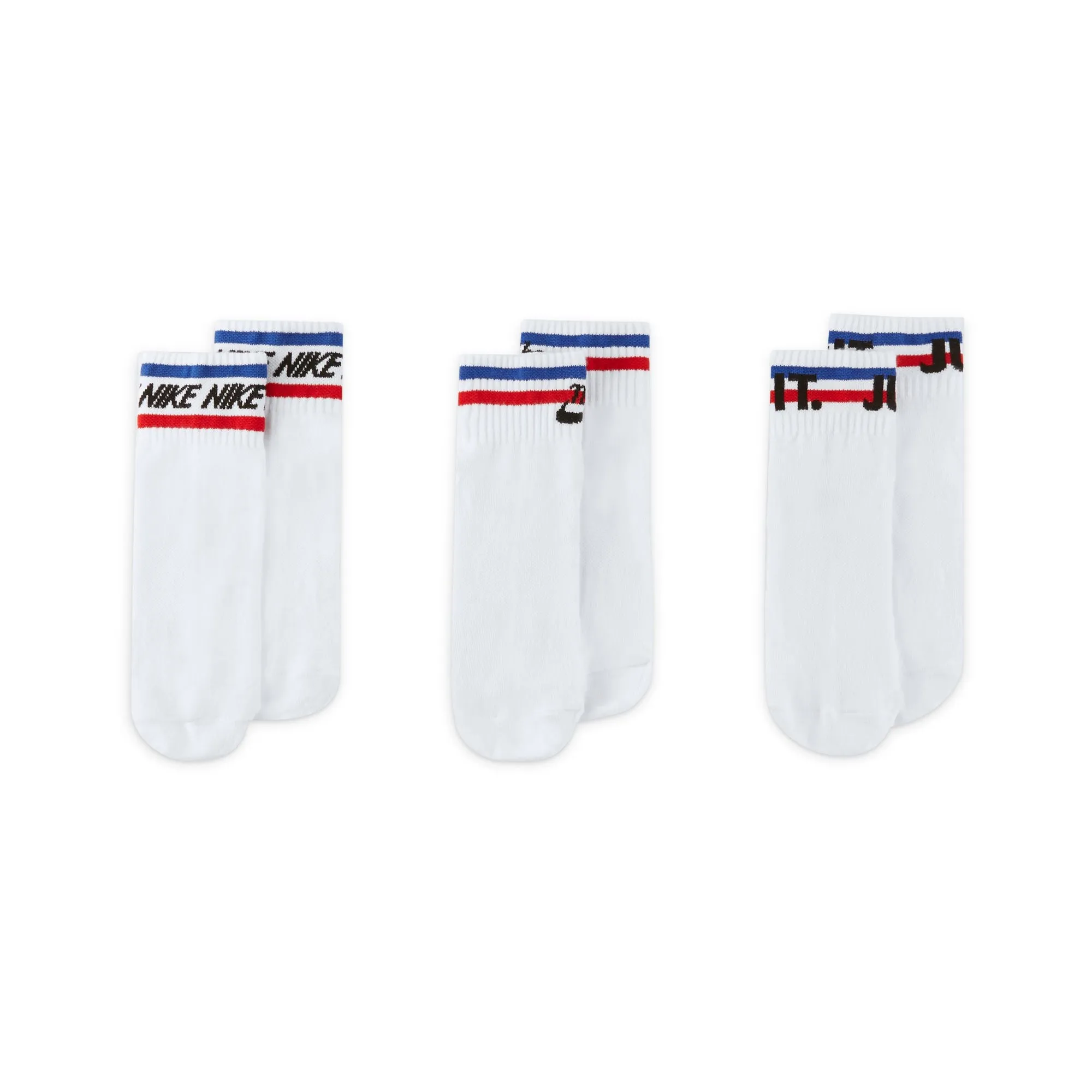 Nike Everyday Essential 3 Pack Ankle Socks - White/Black/Game Royal/University Red