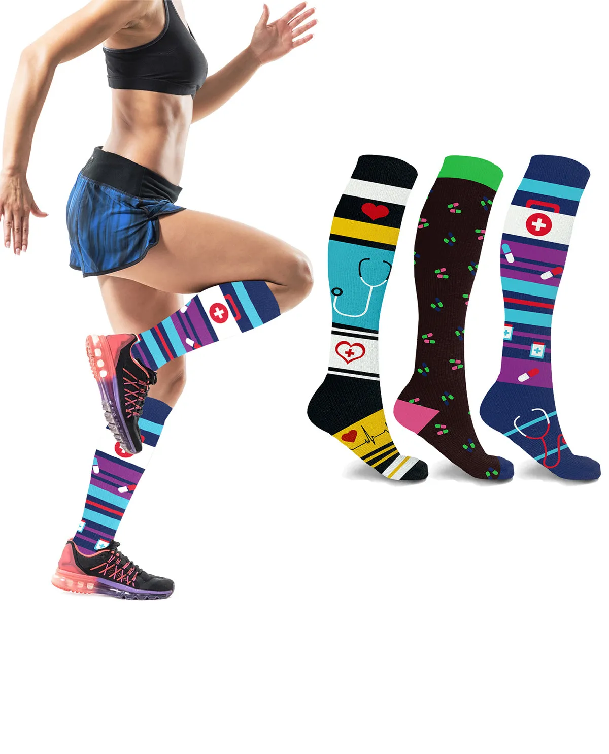 Nursing Themed Knee-High Compression Socks