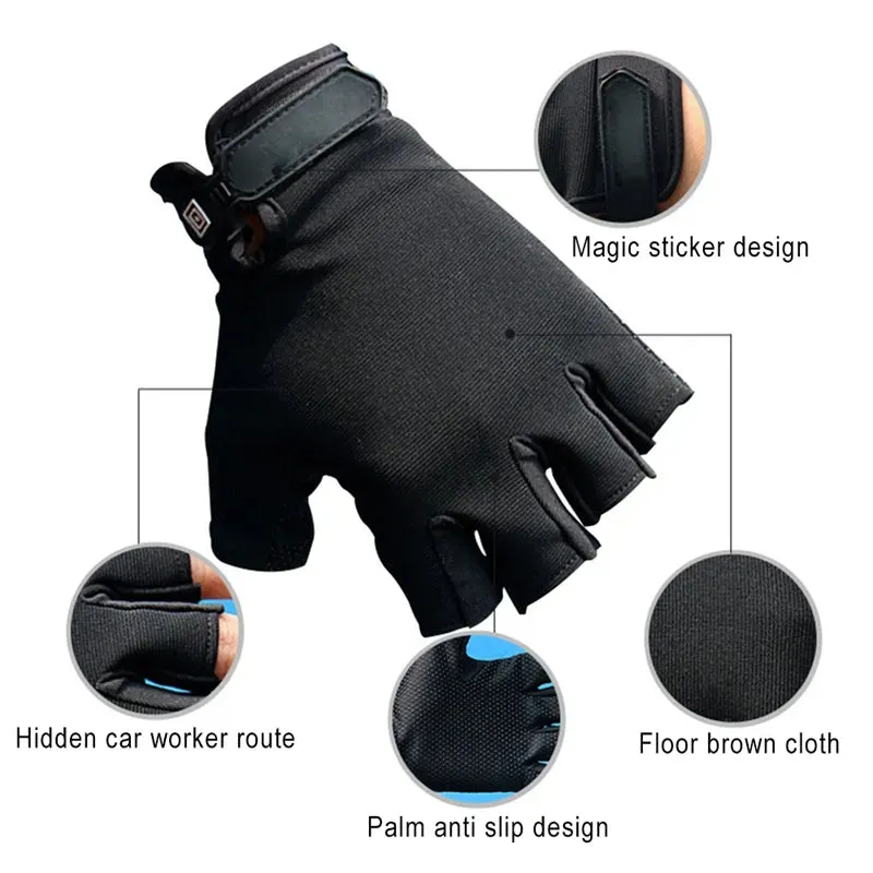 Outdoor Half-finger Gloves Anti-slip Cycling Fitness Gloves for Men Women Breathable Bicycle Weightlifting Gloves Gym Home