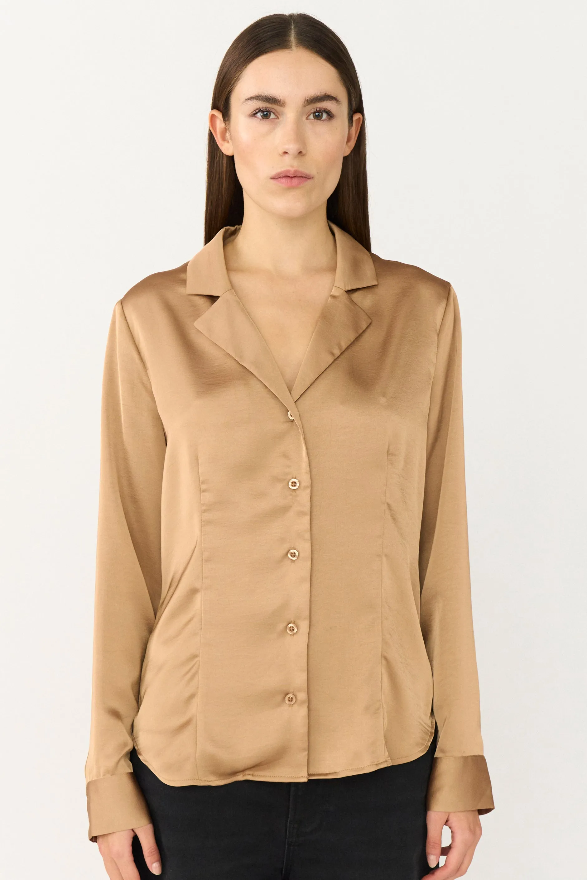 PD-Iris Satin Shirt - camel