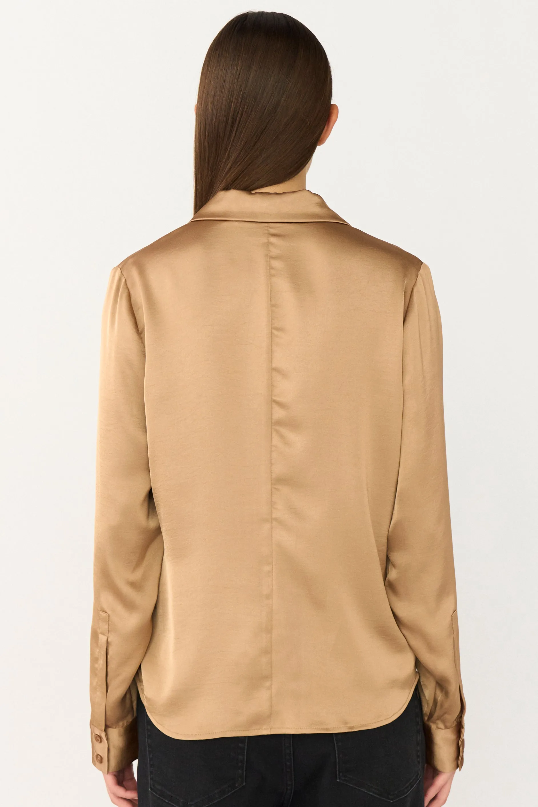 PD-Iris Satin Shirt - camel