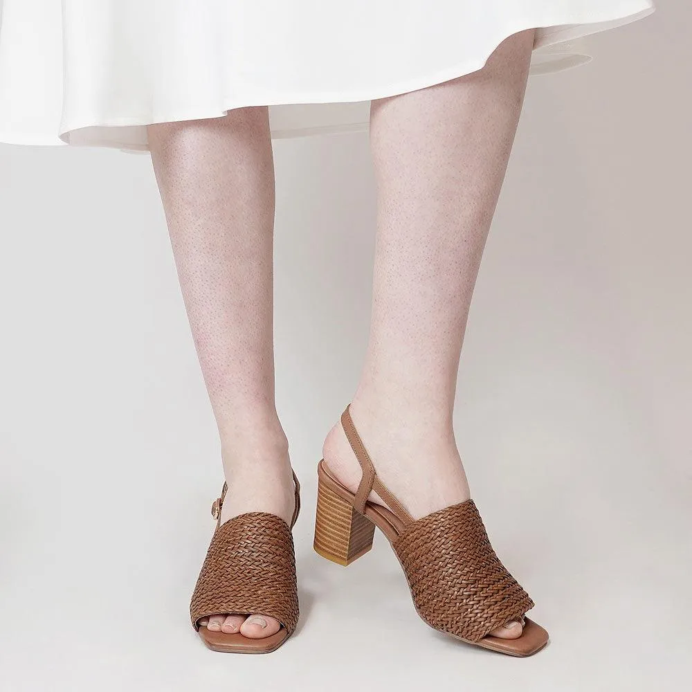 Pickle Tan Weave Leather Heels