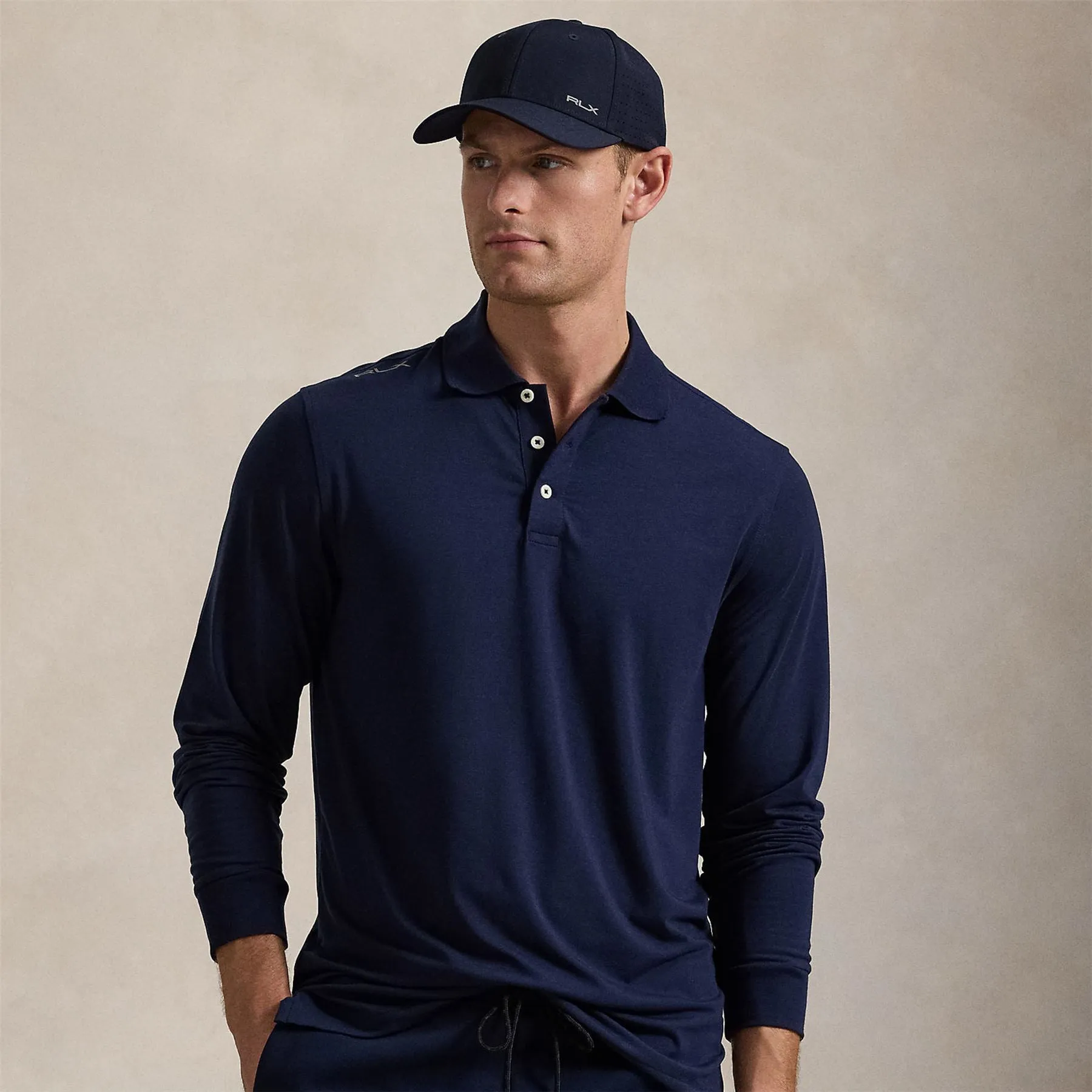 RLX Lounge Jersey LS Polo Refined Navy - 2025