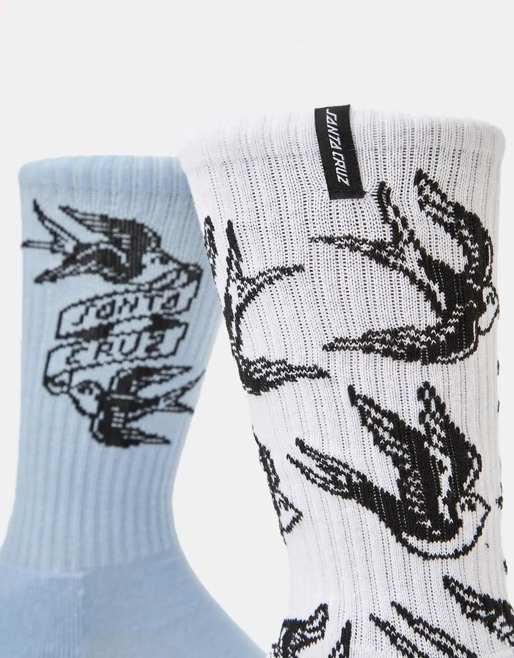 Santa Cruz Sommer Sparrow 2 Pack Socks - Crystal Blue & White