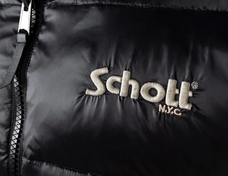 Schott N.Y.C NYLON DOWN FILLED VEST MENS -BLACK