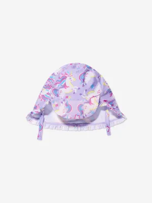 Soli Swim Baby Girls Unicorn Sun Protective Hat (UPF50 ) in Purple