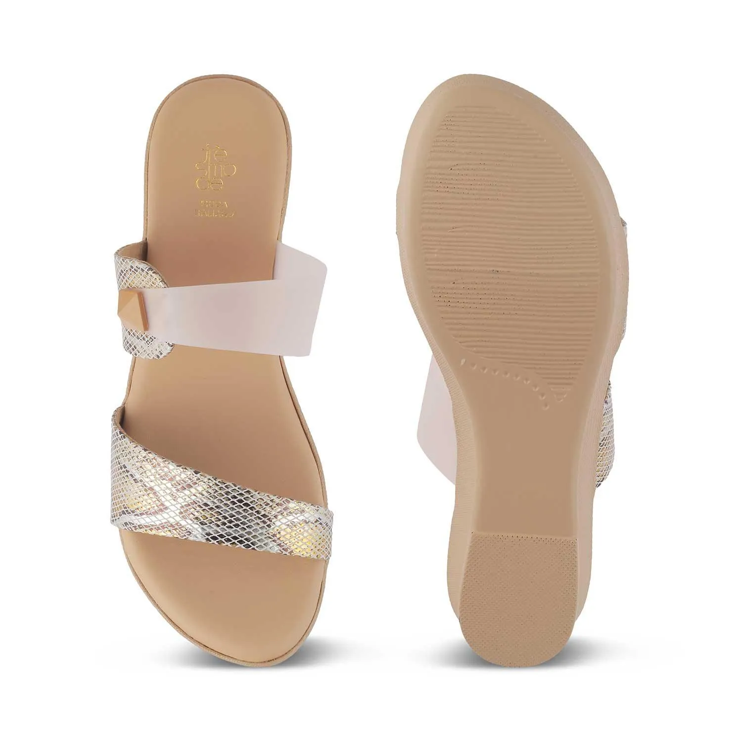 The Chios Beige Women's Casual Wedge Sandals Tresmode