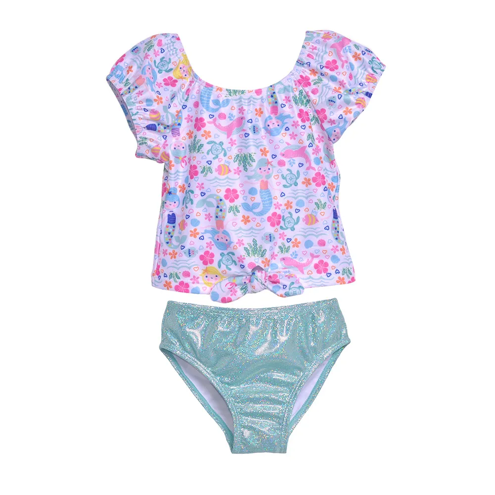 UPF 50  Daisy 2 Piece Tie Front Swimsuit