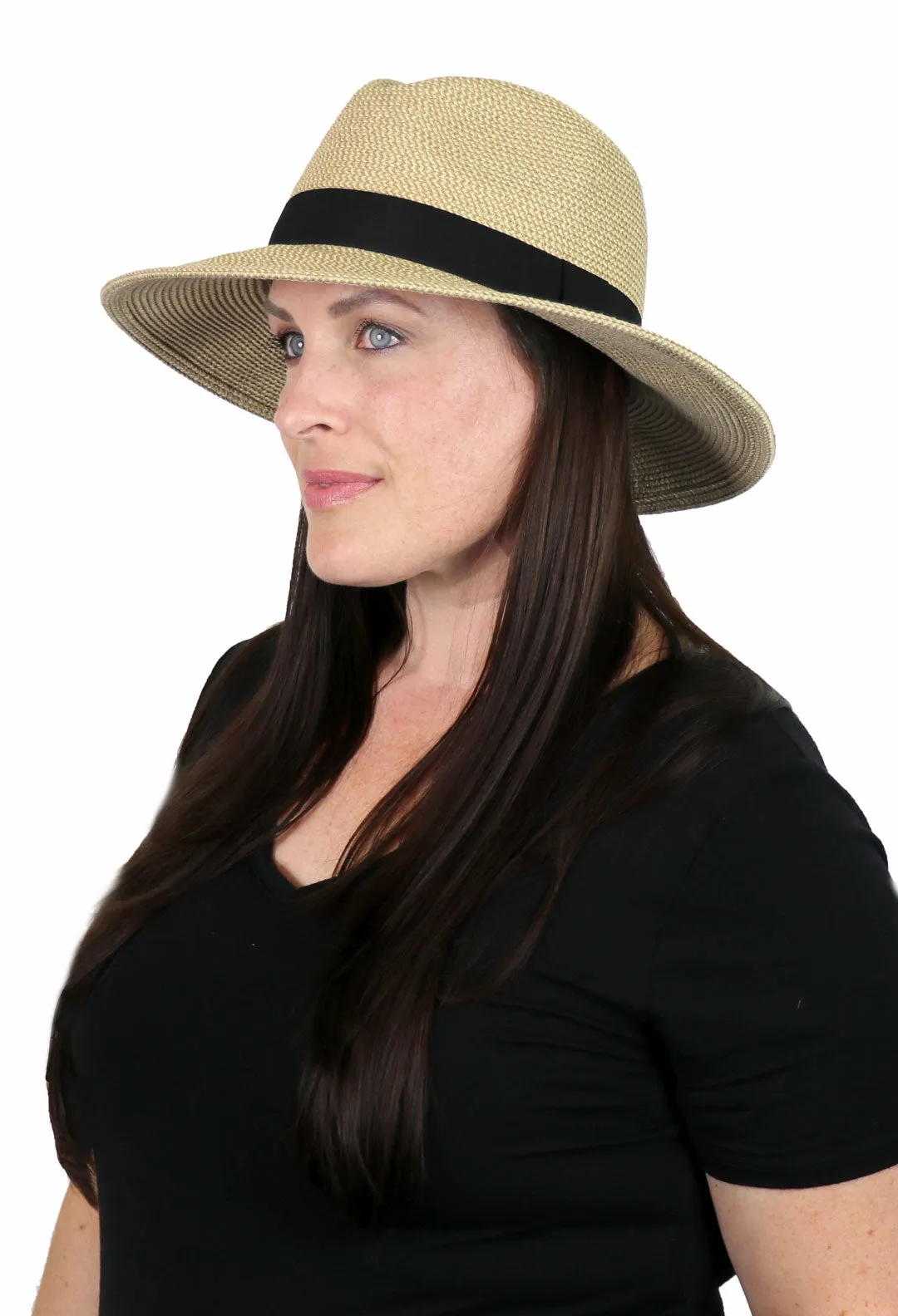 Wide Brim Fedora Sun Hat for Women 50  UPF Sun Protection