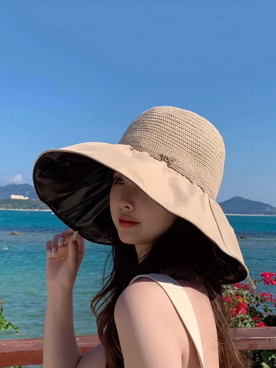 Women Summer Fashion Spliced Solid Sunproof Hat