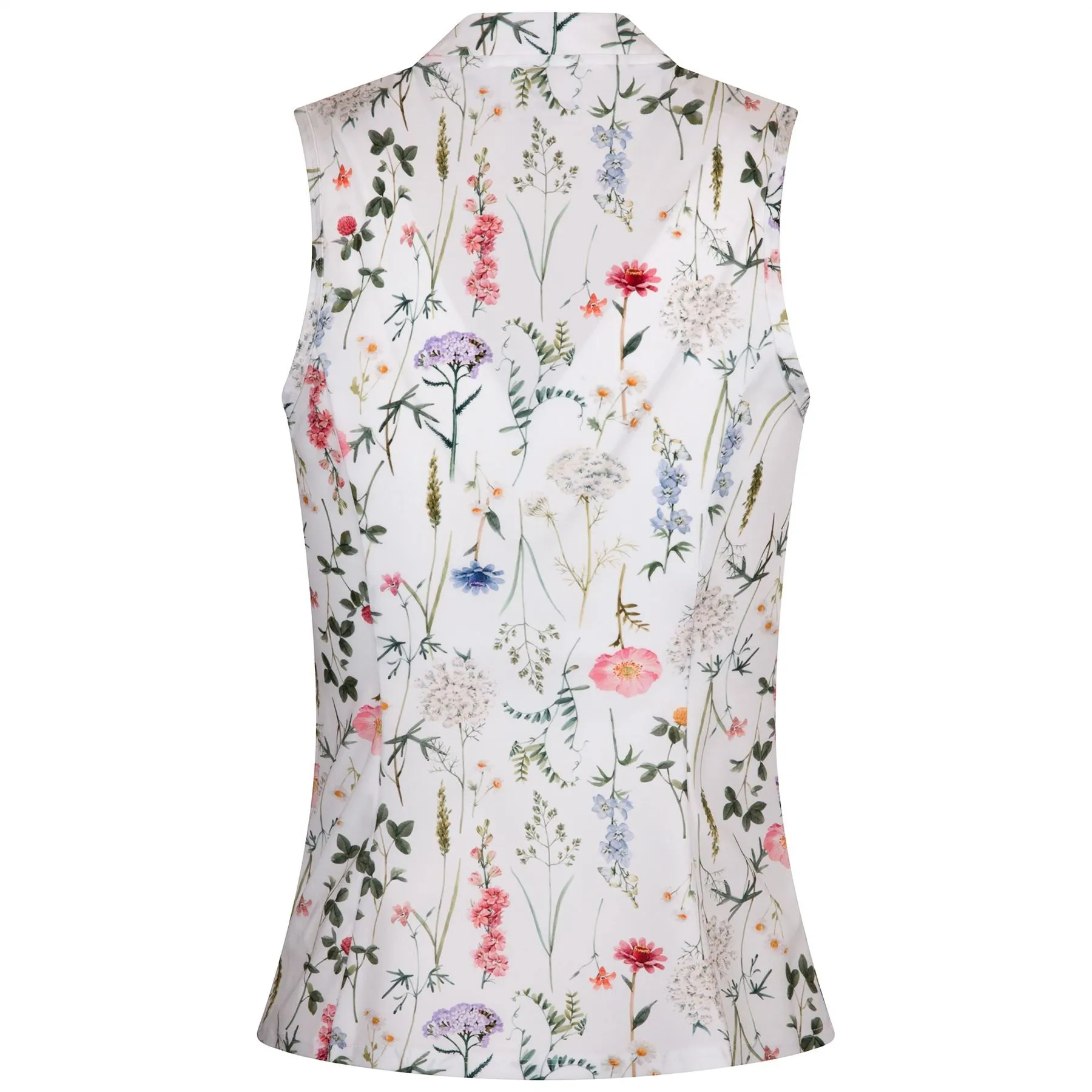 Womens Printed Mock Neck Sleeveless Top White Floral Chorus - SS24