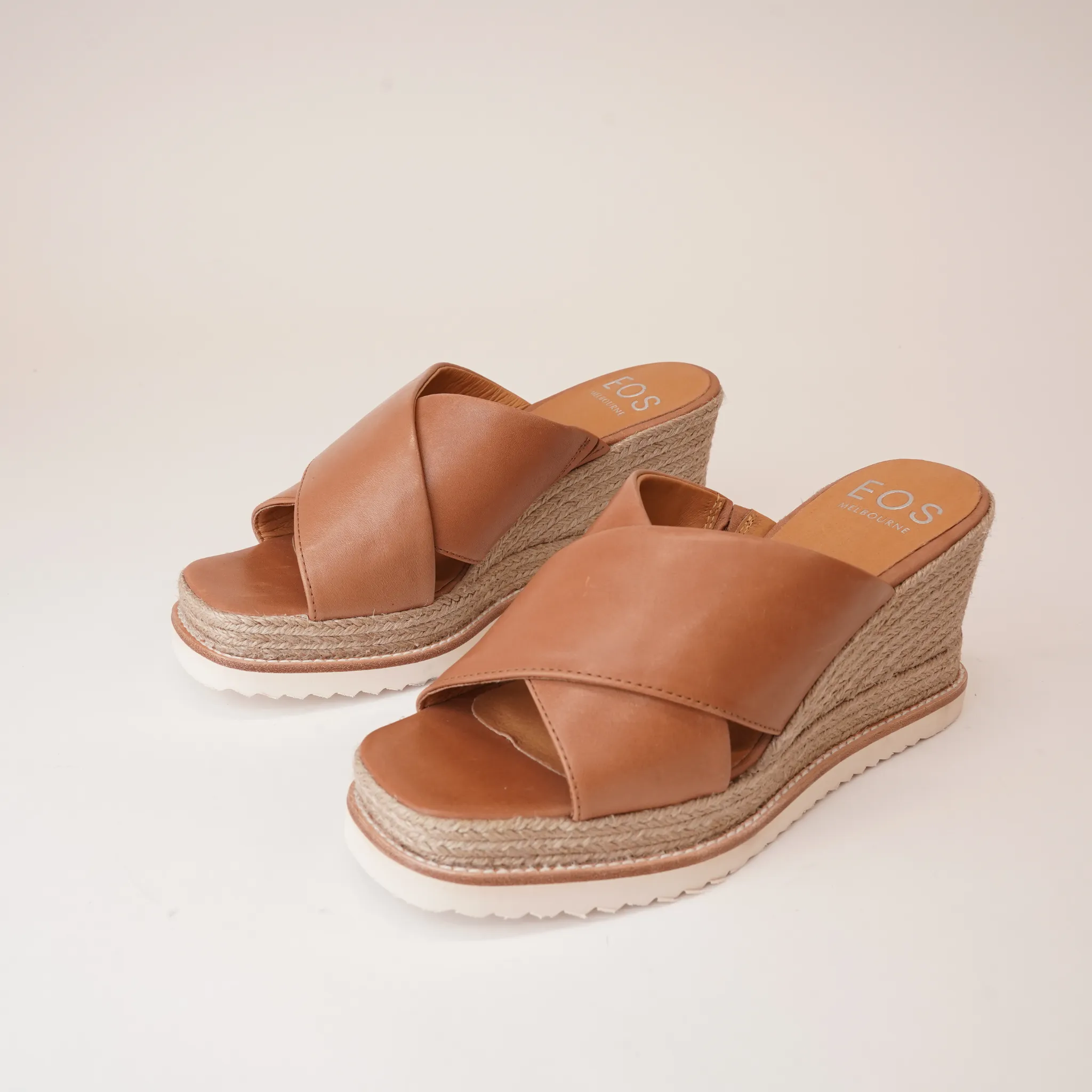 Zelie Brandy Leather Espadrille Wedges