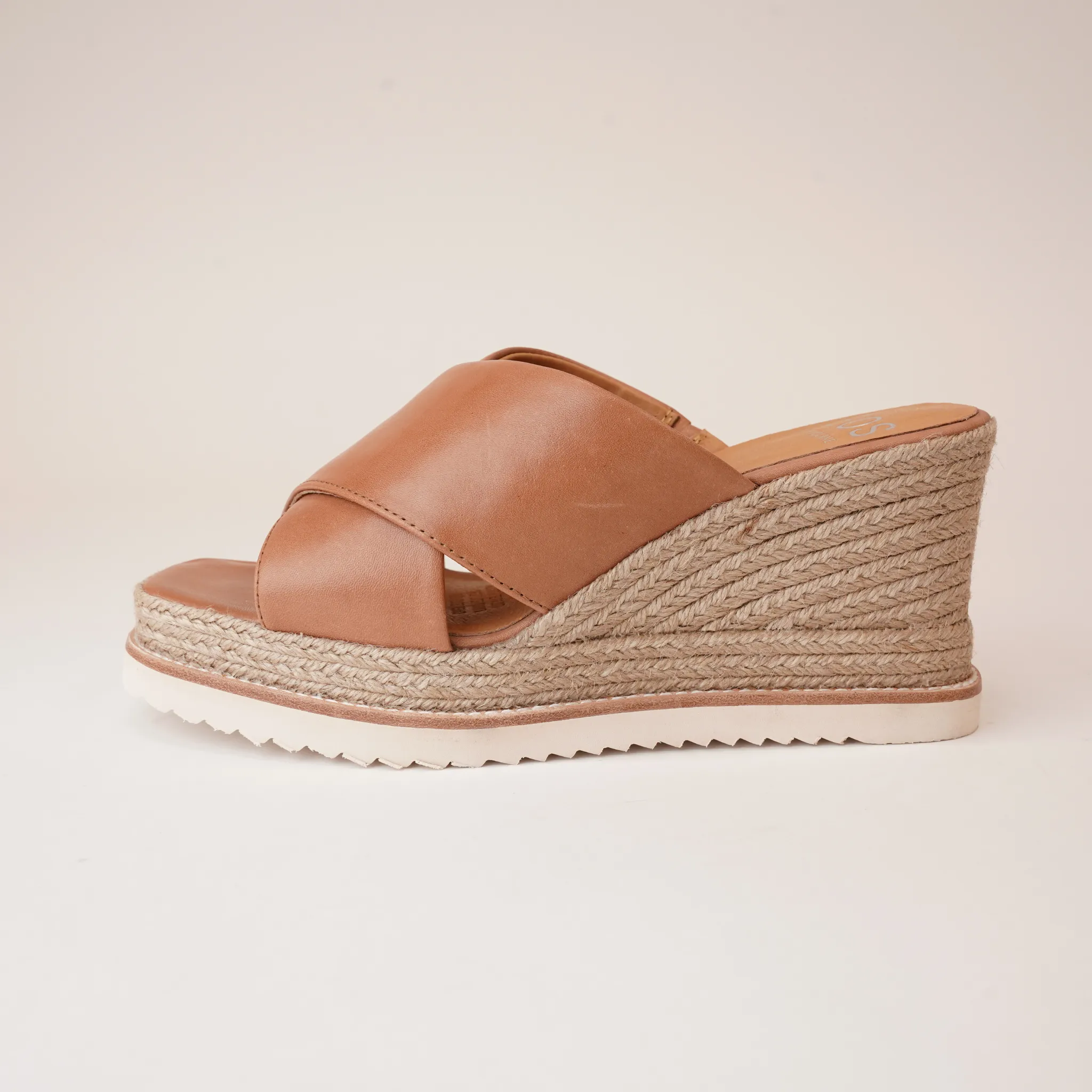 Zelie Brandy Leather Espadrille Wedges